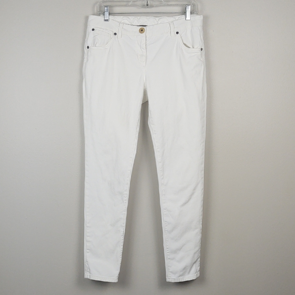 Brunello Cucinelli Women's Slim Jeans Ivory White Size US 10 IT 46